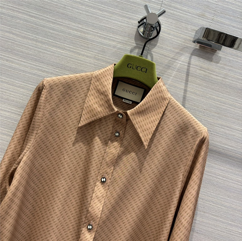 Gucci GG fine logo print silk shirt