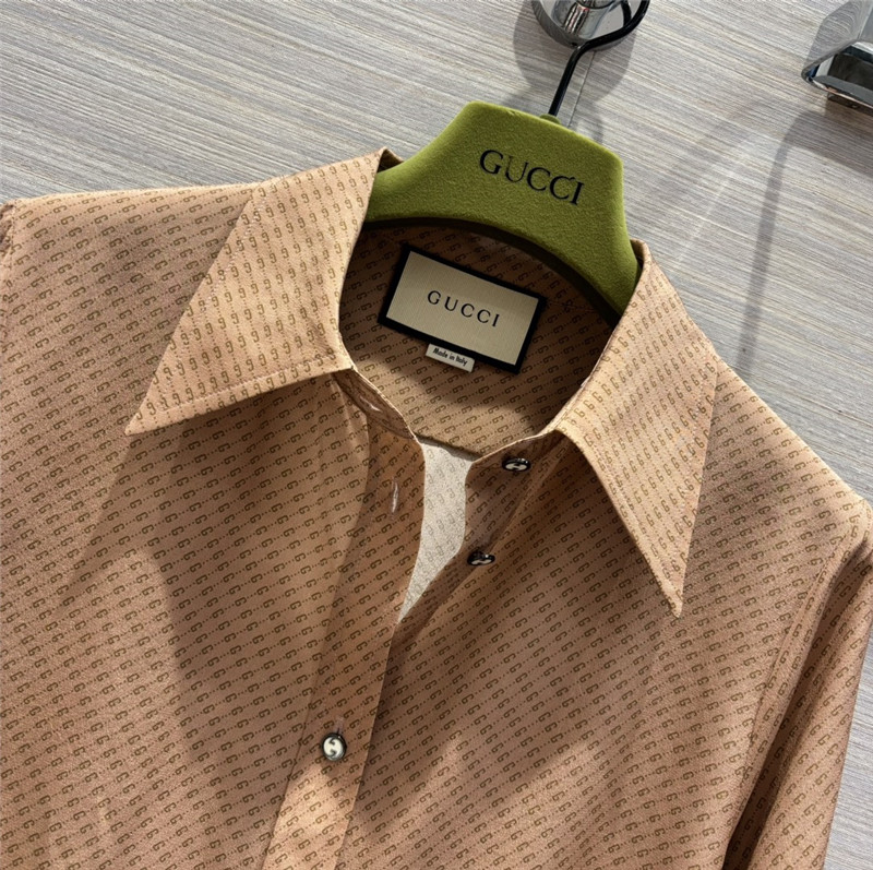 Gucci GG fine logo print silk shirt