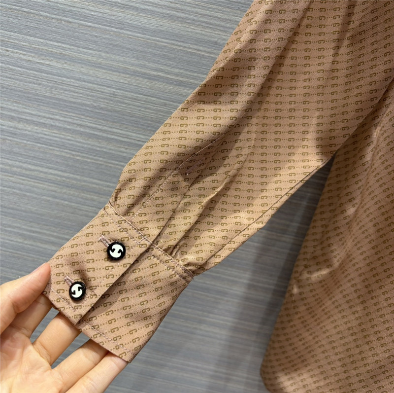 Gucci GG fine logo print silk shirt