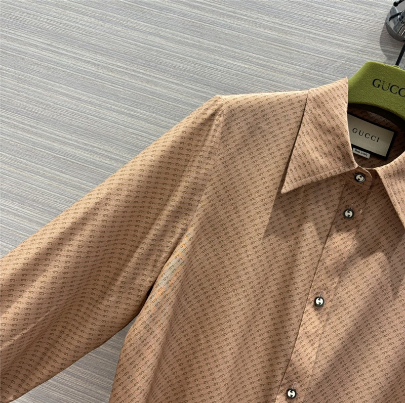 Gucci GG fine logo print silk shirt