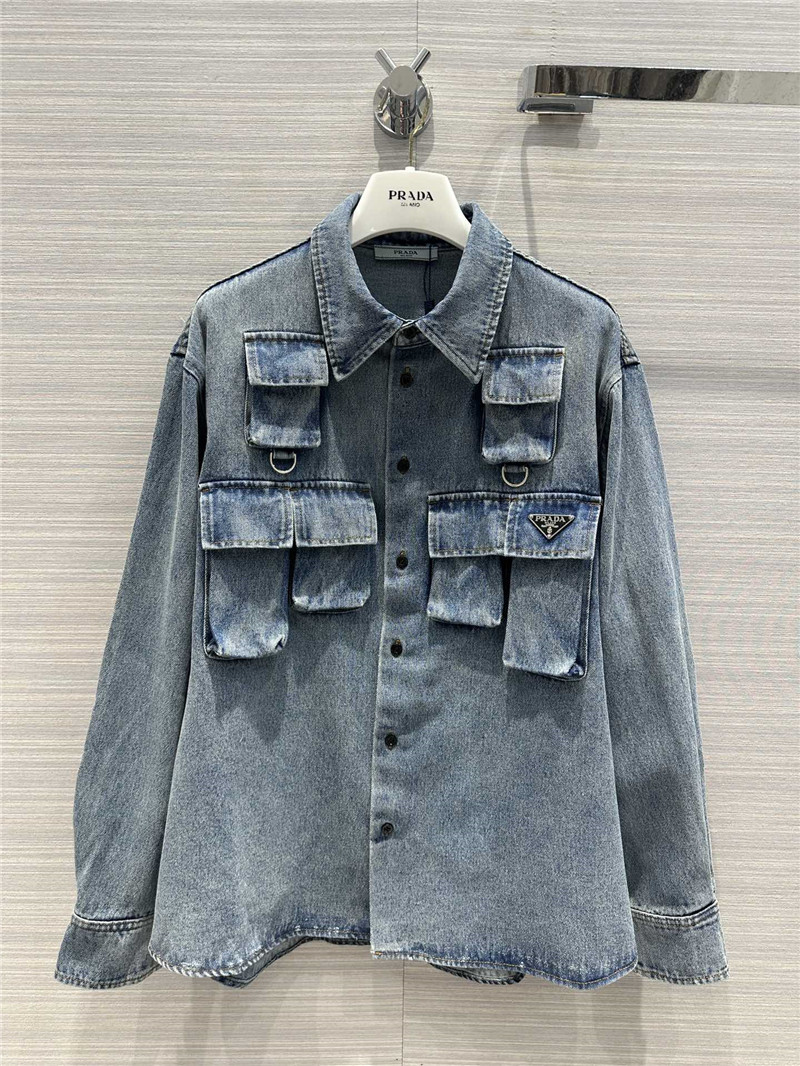 Pra*a enzyme washed nostalgic denim shirt jacket