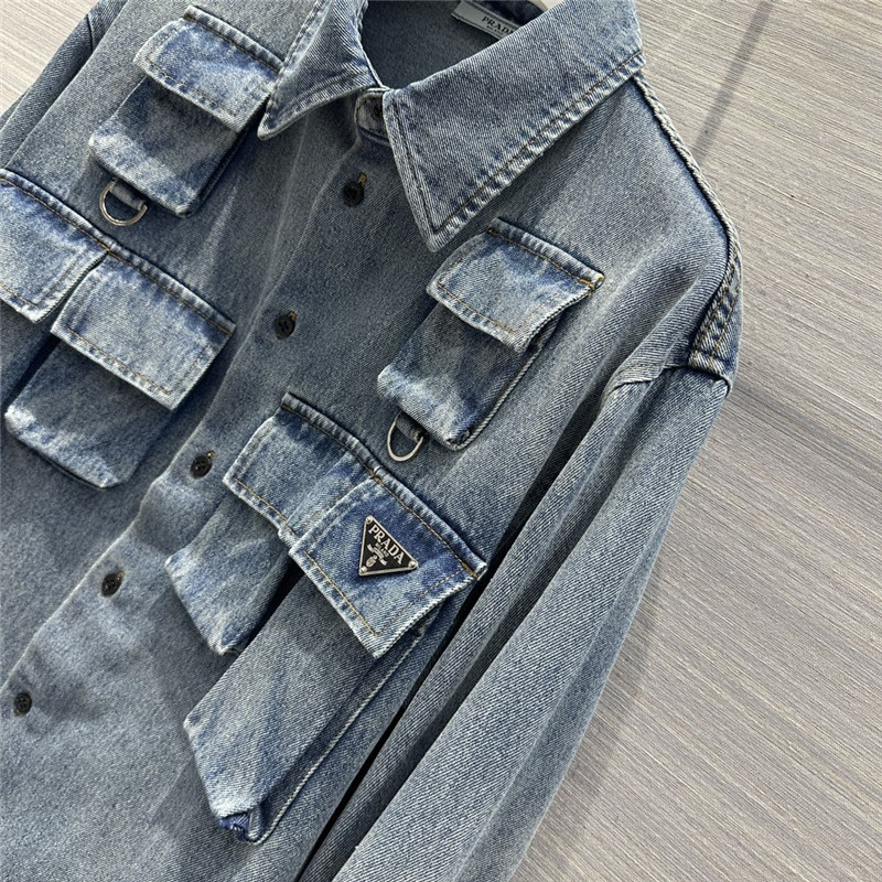 Pra*a enzyme washed nostalgic denim shirt jacket