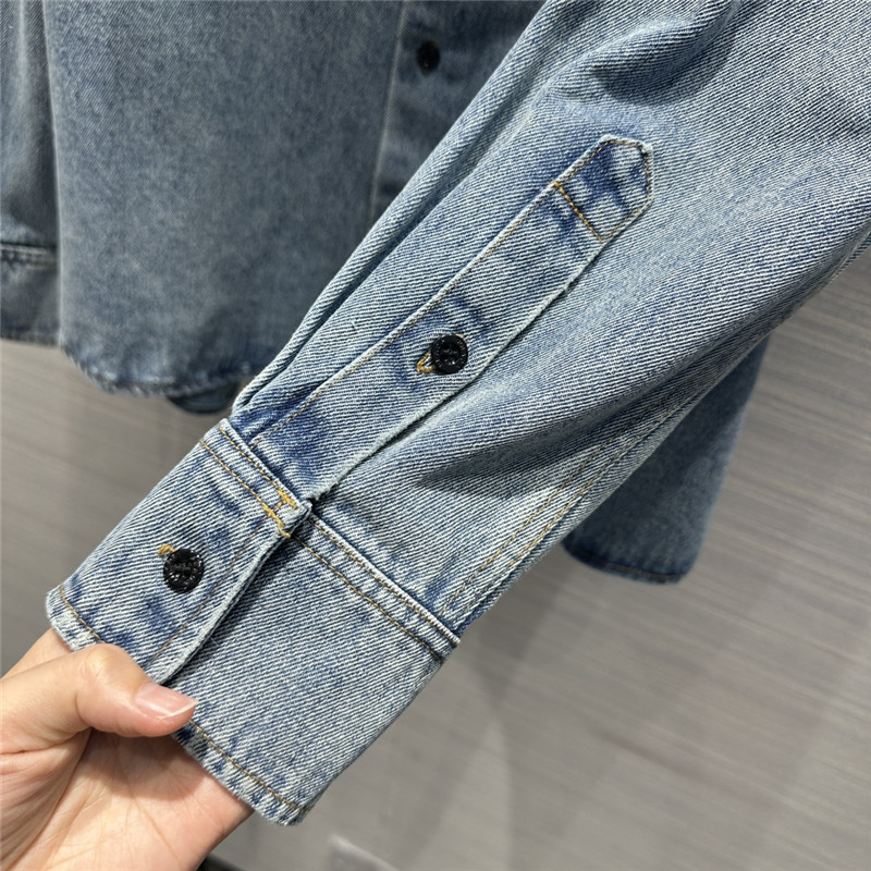 Pra*a enzyme washed nostalgic denim shirt jacket