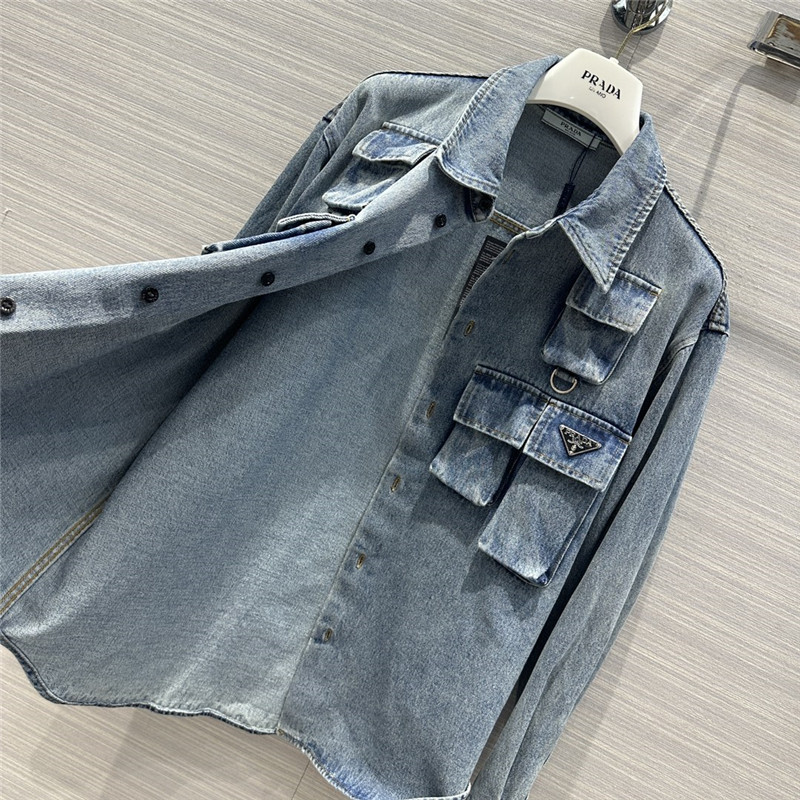 Pra*a enzyme washed nostalgic denim shirt jacket