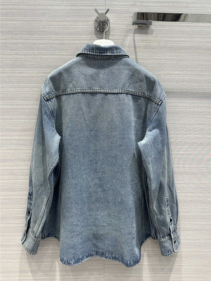 Pra*a enzyme washed nostalgic denim shirt jacket