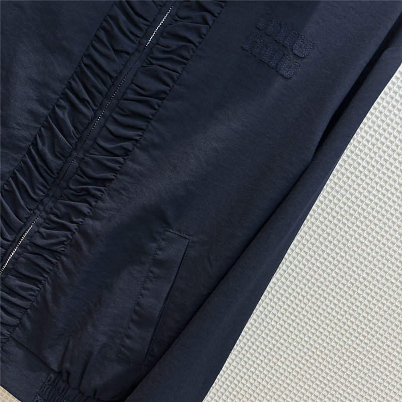 M1um1u stand collar silk cotton jacket