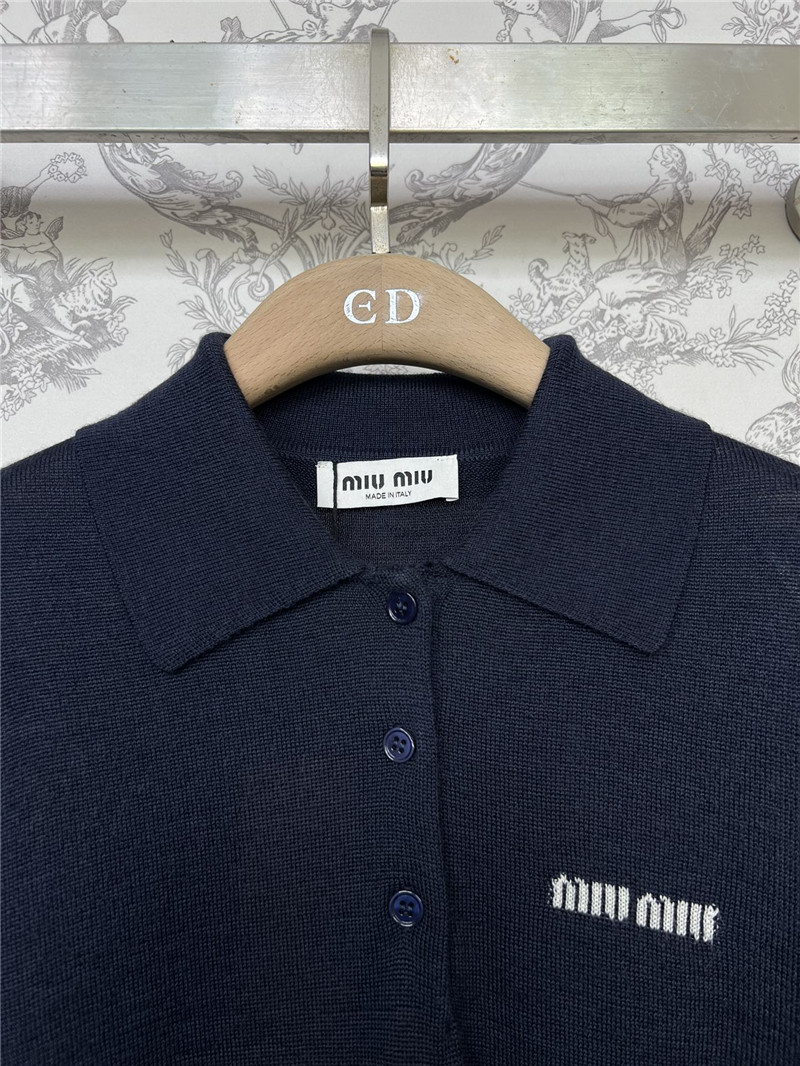 M1um1u new polo collar knitted long sleeves