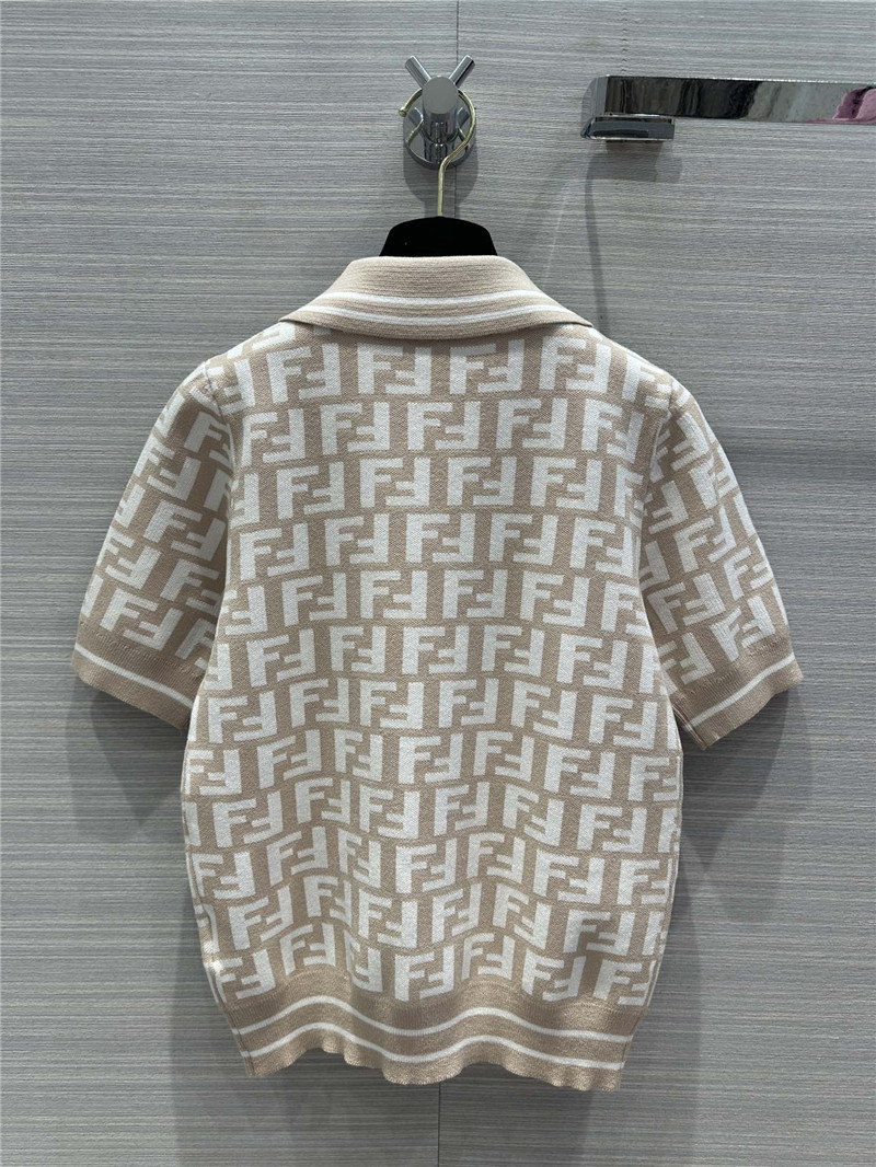 F**di milk tea color presbyopic ff lapel polo knitted top