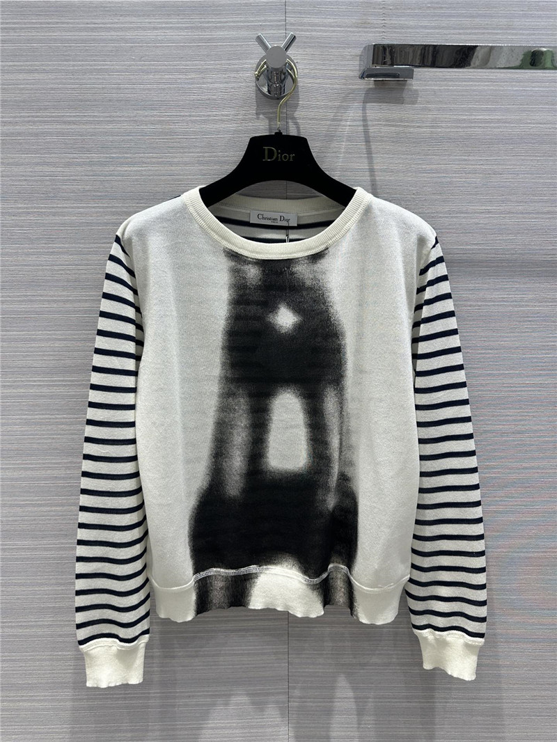 D10r navy eiffel tower tie-dye printed linen sweater