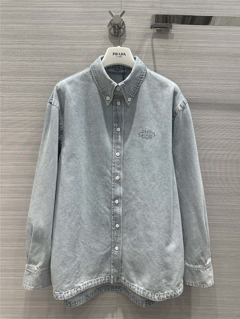 prada vintage enzyme washed premium denim shirt