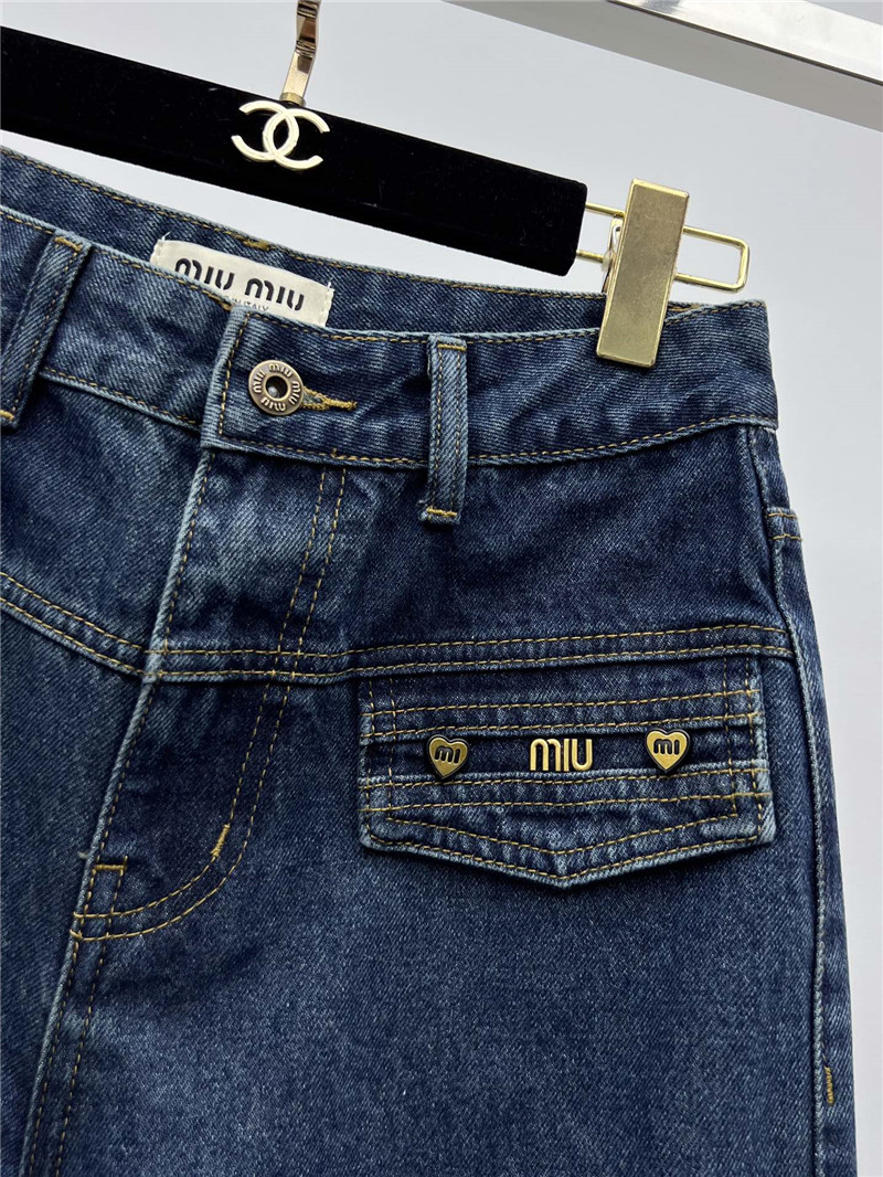 M1um1u metal letter logo wide leg pants