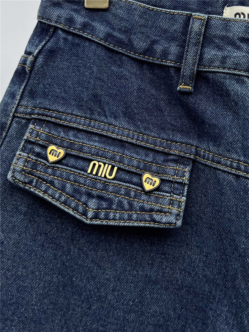 M1um1u metal letter logo wide leg pants