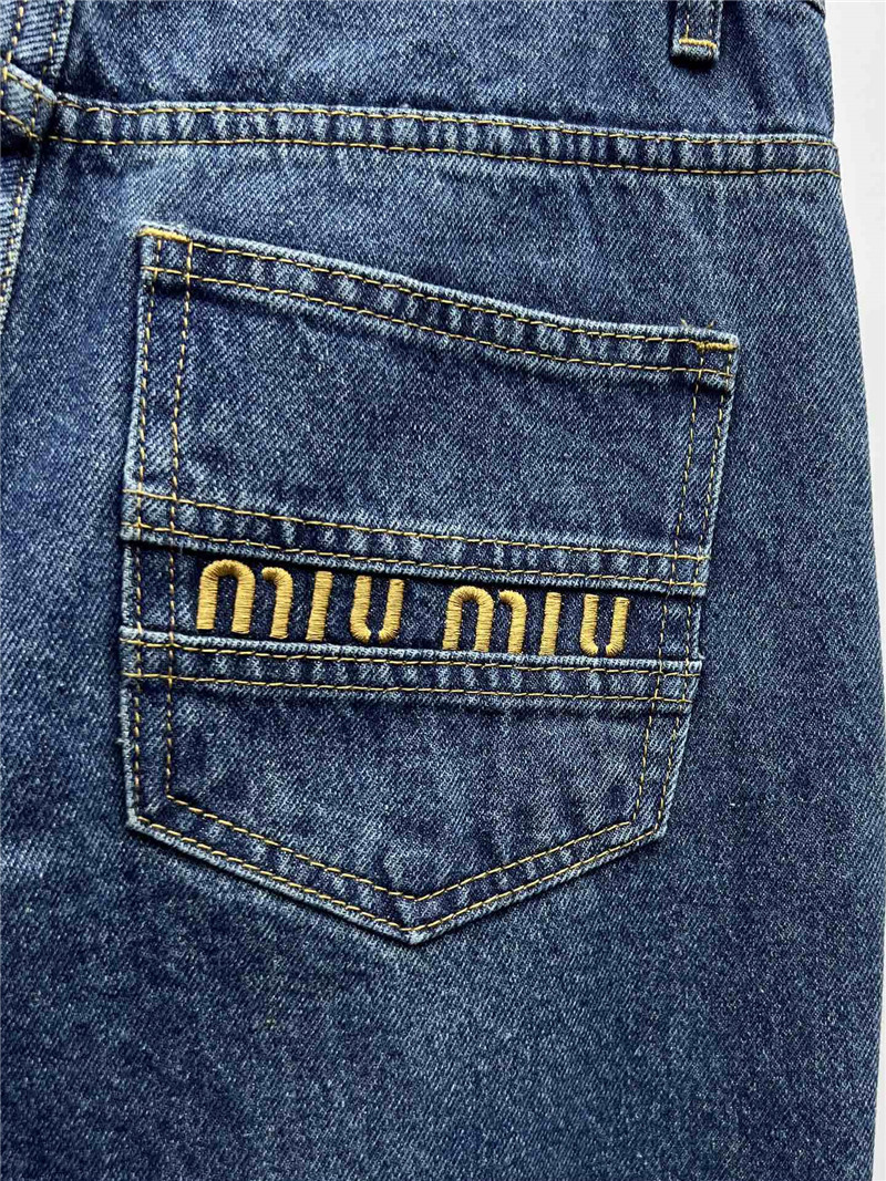 M1um1u metal letter logo wide leg pants