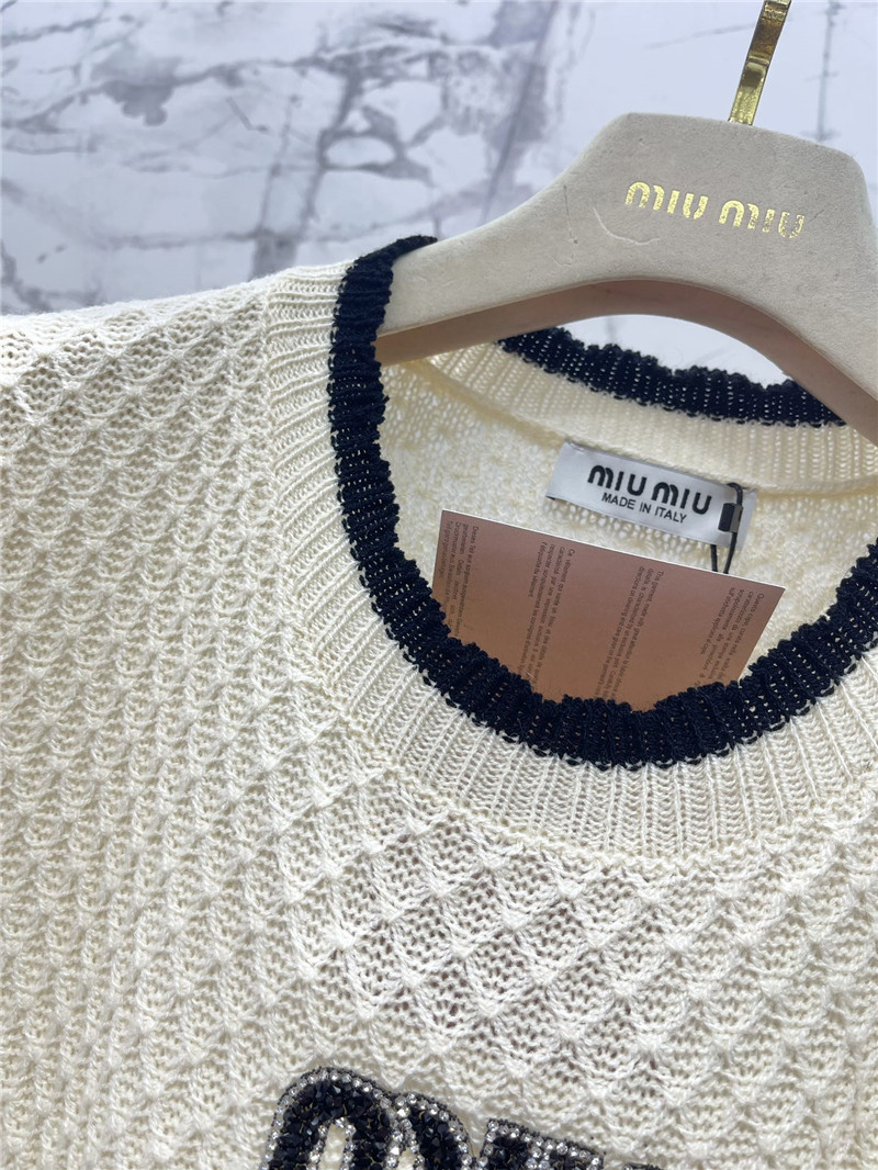 M1um1u hot rhinestone cake sleeve sweater