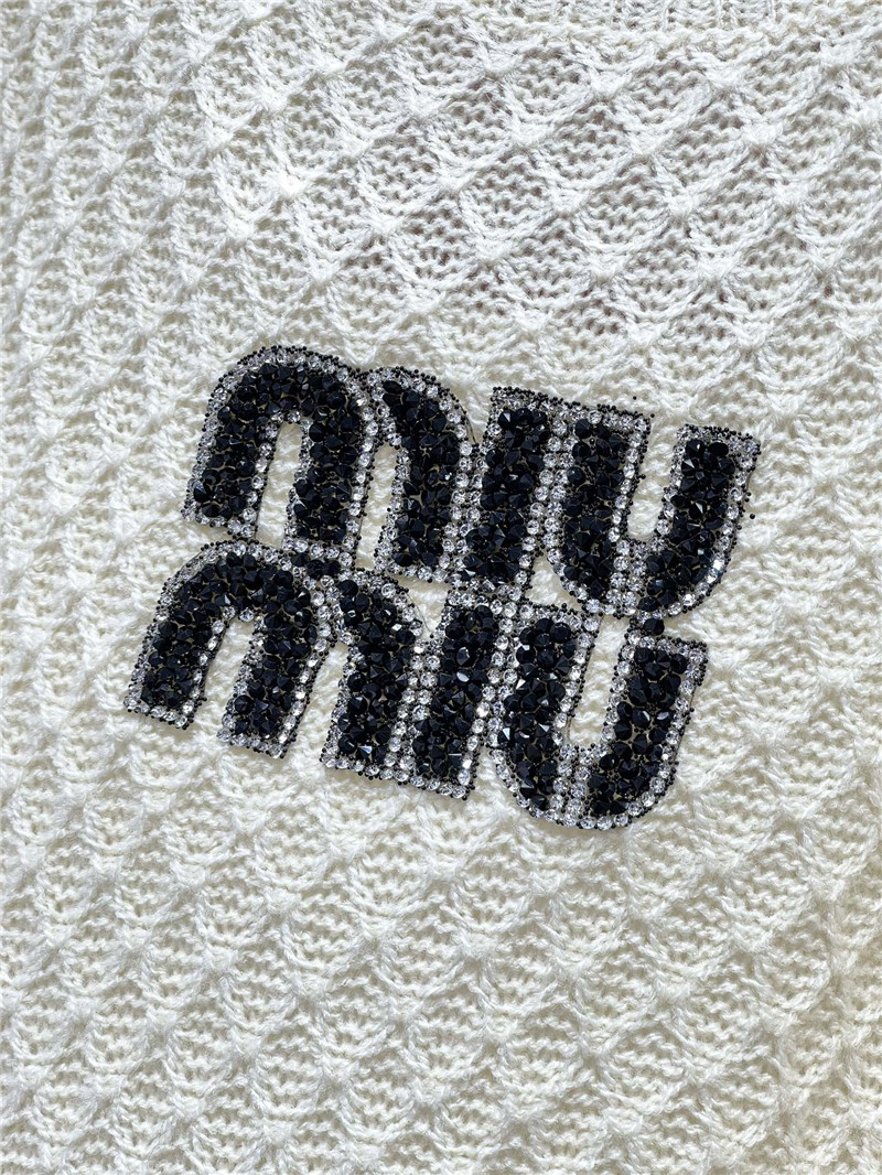 M1um1u hot rhinestone cake sleeve sweater