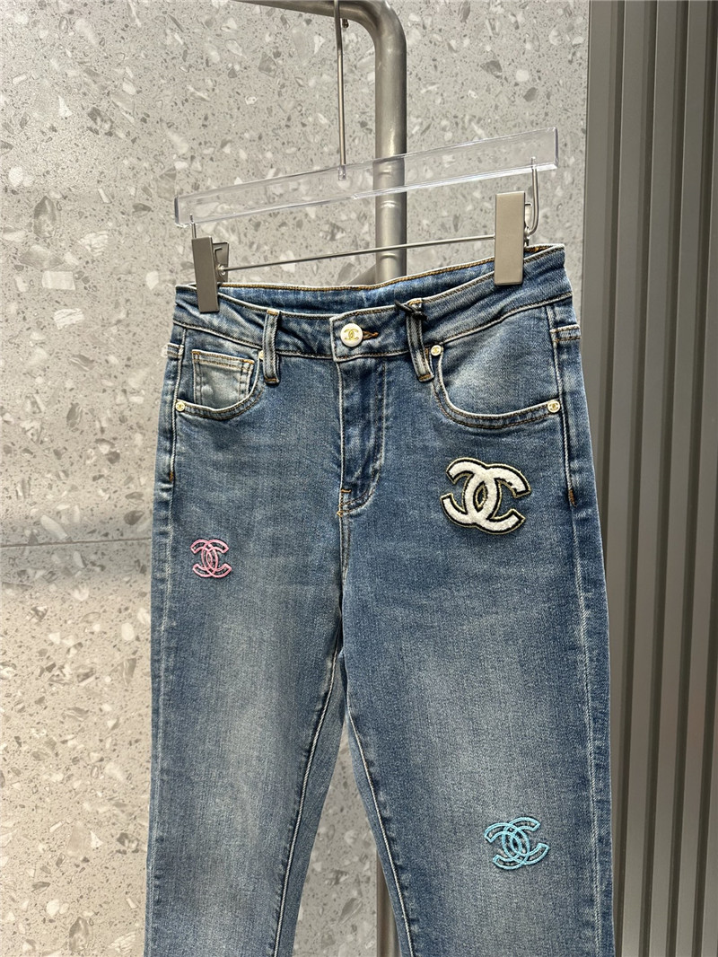 Ch**el new embroidered double c slim jeans