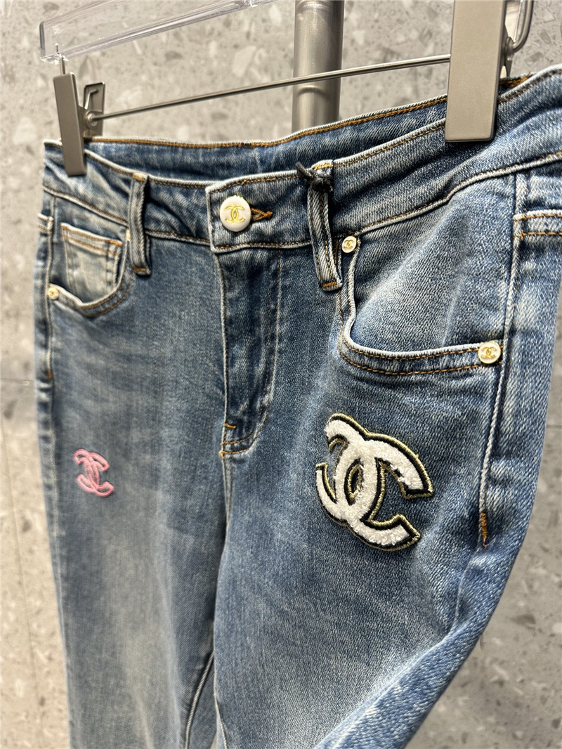 Ch**el new embroidered double c slim jeans