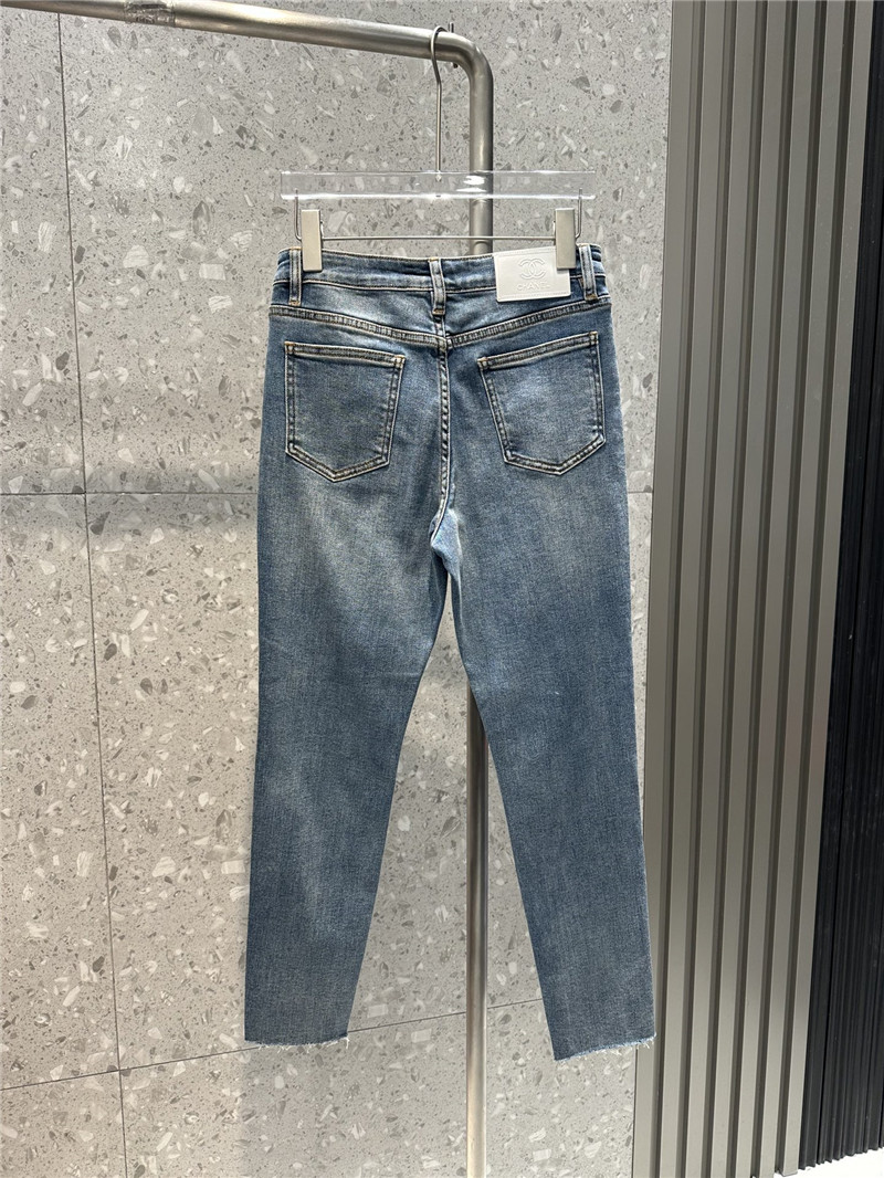 Ch**el new embroidered double c slim jeans