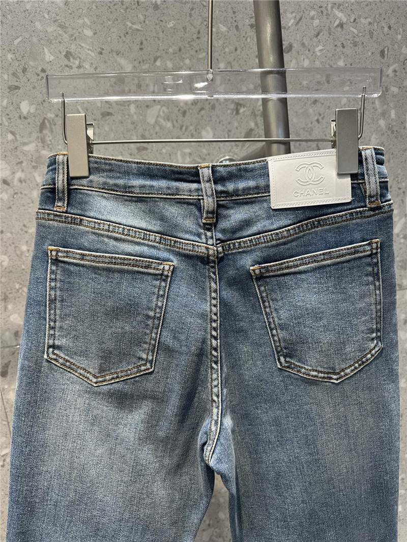 Ch**el new embroidered double c slim jeans