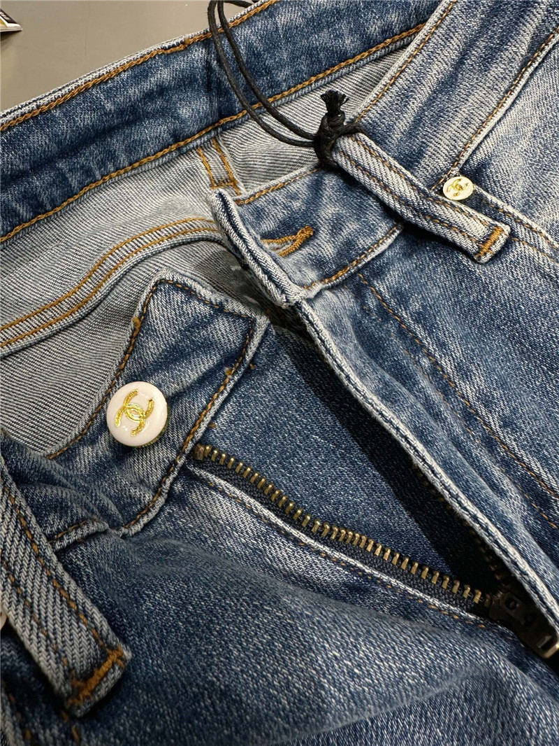 Ch**el new embroidered double c slim jeans