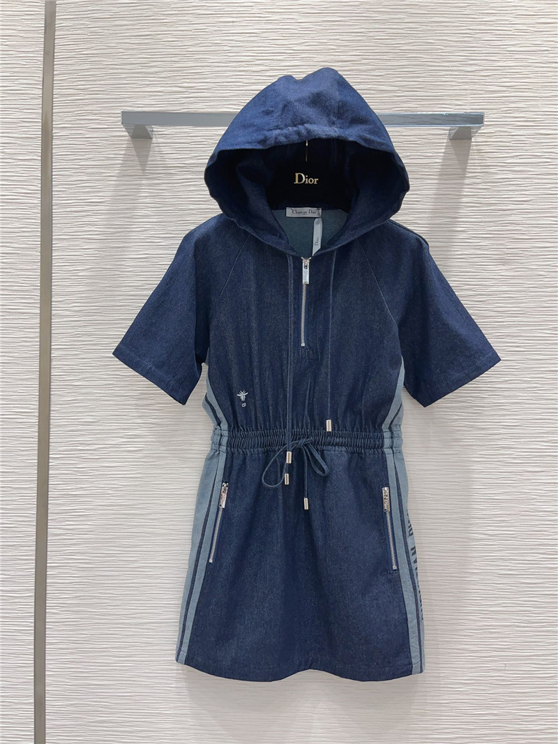D10r retro denim hooded sweatshirt dress