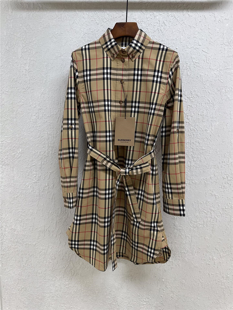 Bv*b*rry checked cotton tie-waist shirt dress