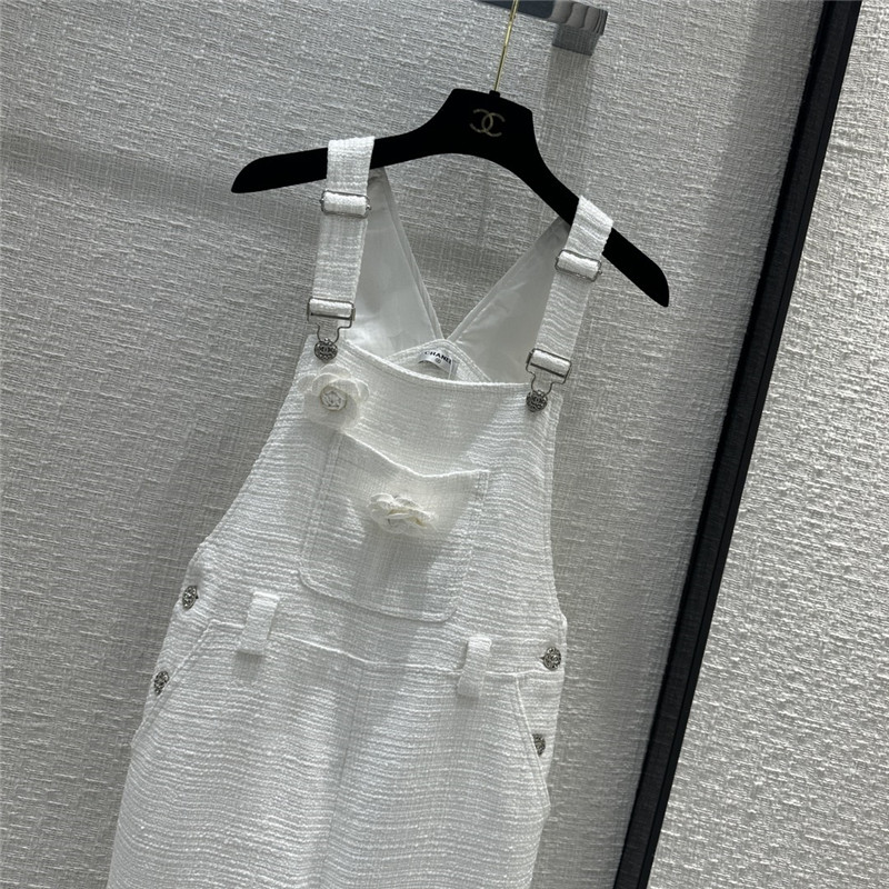 Ch**el white moonlight jellied soft tweed overalls jumpsuit