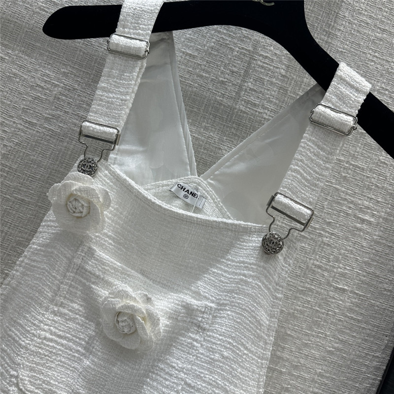 Ch**el white moonlight jellied soft tweed overalls jumpsuit