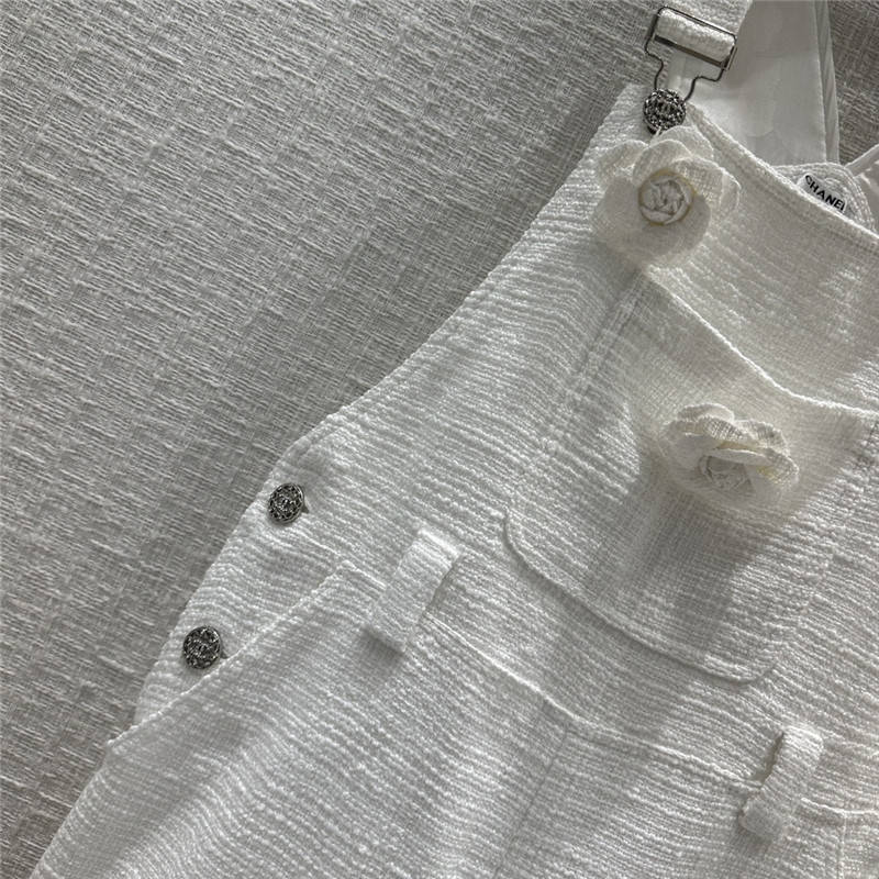 Ch**el white moonlight jellied soft tweed overalls jumpsuit