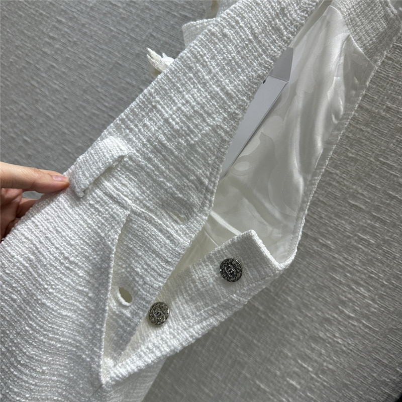 Ch**el white moonlight jellied soft tweed overalls jumpsuit