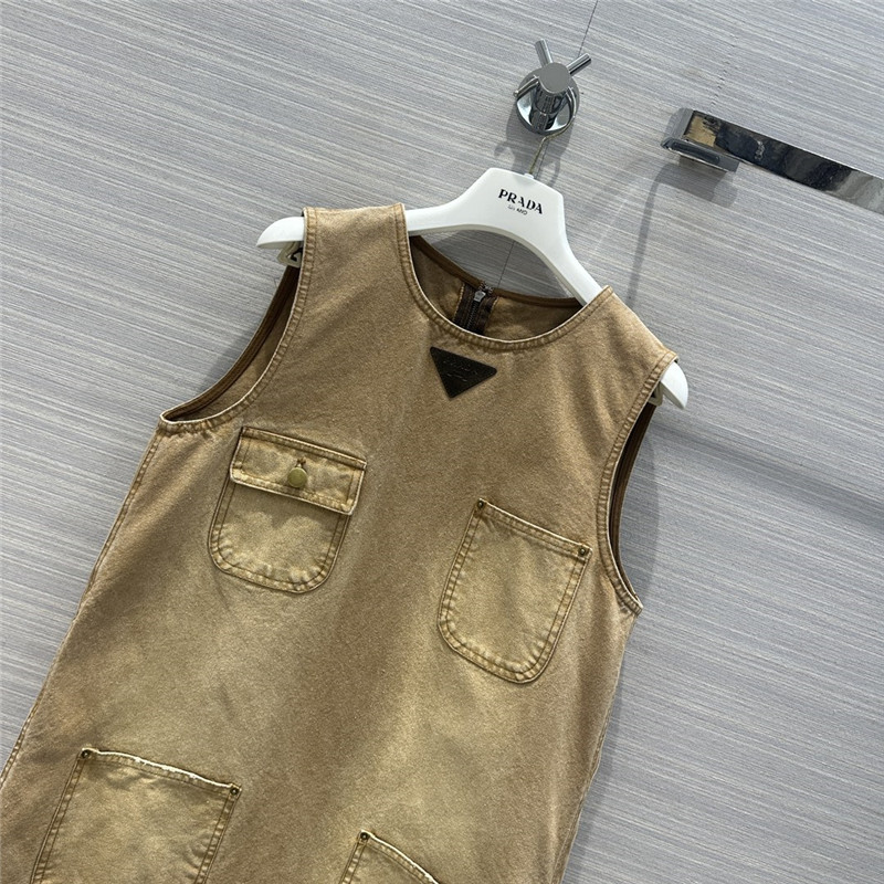 Pra*a washed distressed work pocket dress