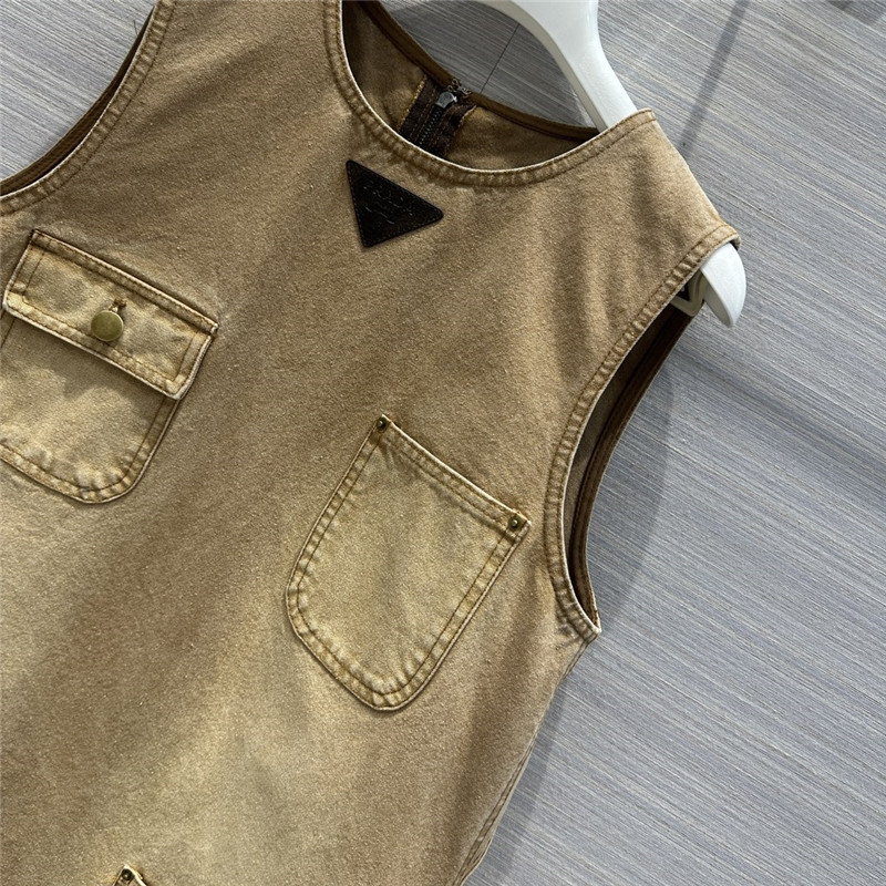 Pra*a washed distressed work pocket dress