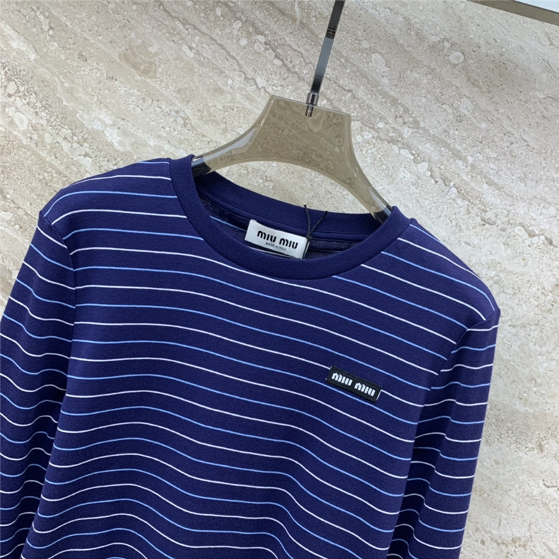 M1um1u striped contrast print long-sleeved t-shirt