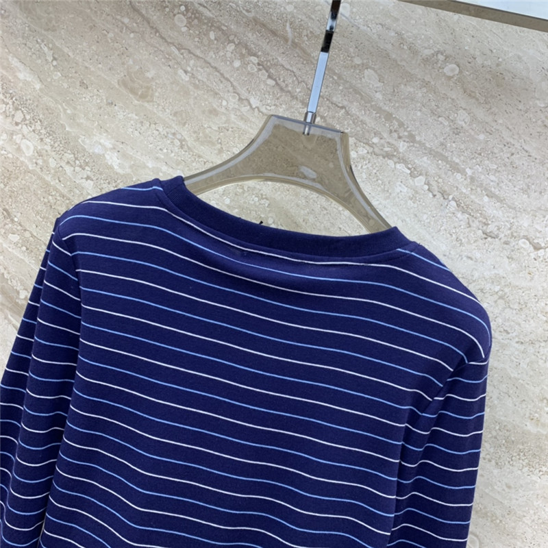 M1um1u striped contrast print long-sleeved t-shirt