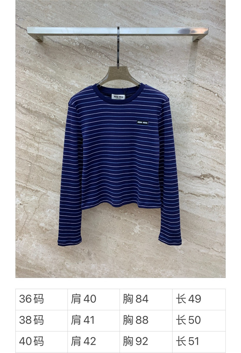 M1um1u striped contrast print long-sleeved t-shirt