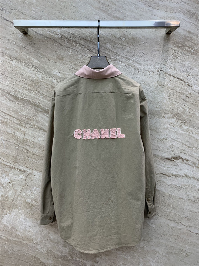 Ch**el medieval letter logo patchwork contrast collar shirt