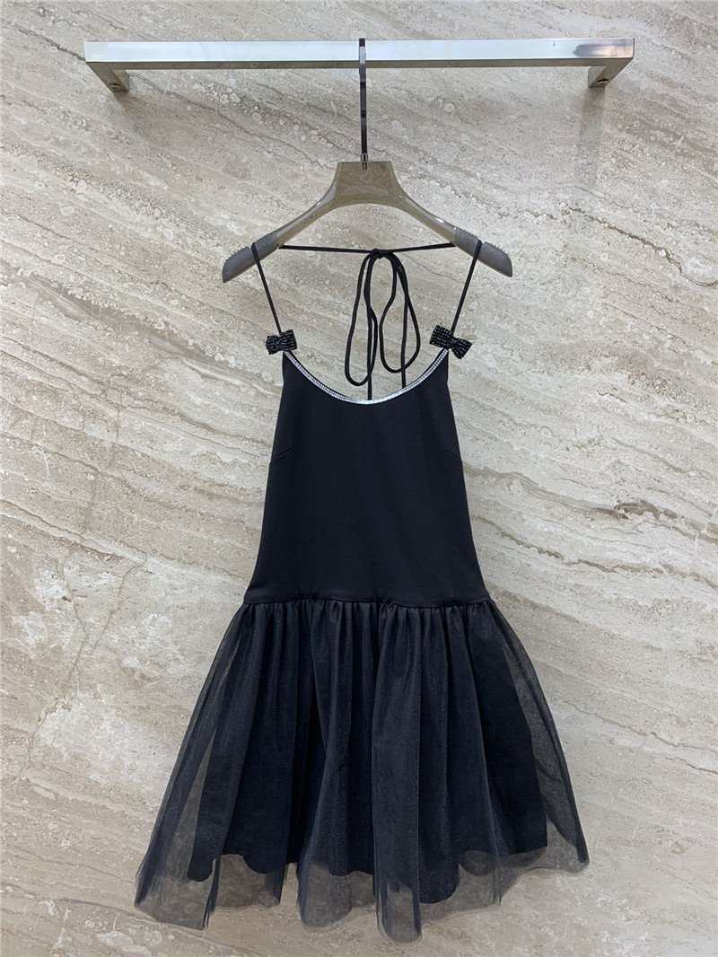 M1um1u bow handmade beaded mesh halterneck dress