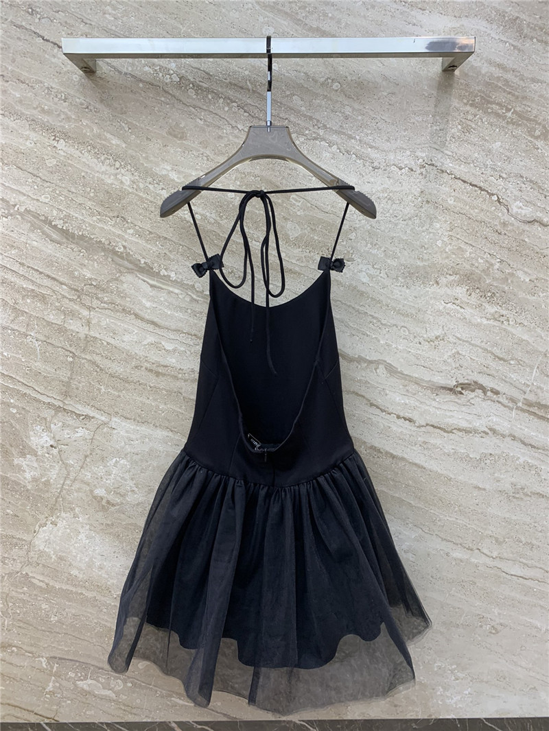 M1um1u bow handmade beaded mesh halterneck dress