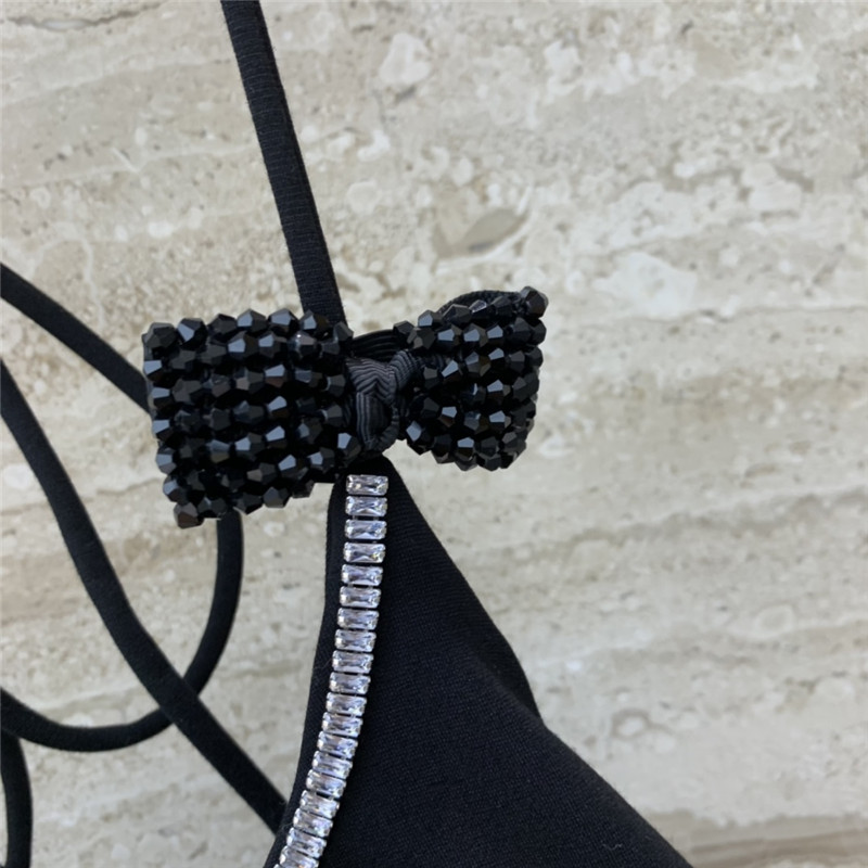 M1um1u bow handmade beaded mesh halterneck dress