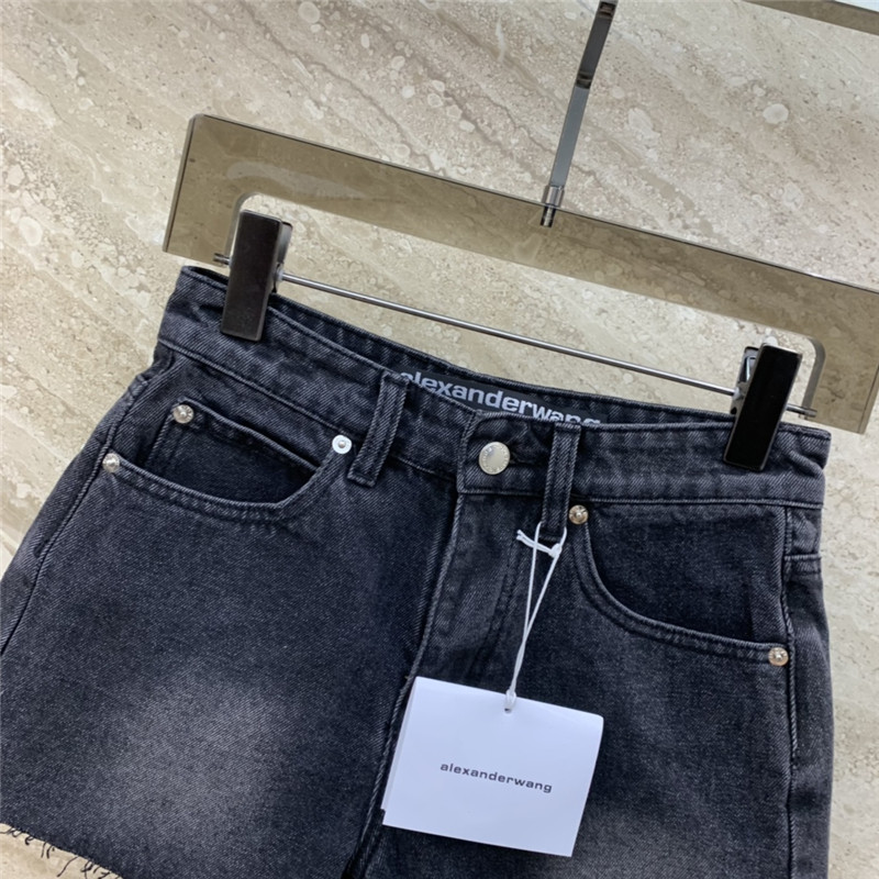 A1exa*der wang embossed lettering denim shorts