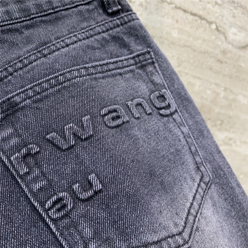 A1exa*der wang embossed lettering denim shorts