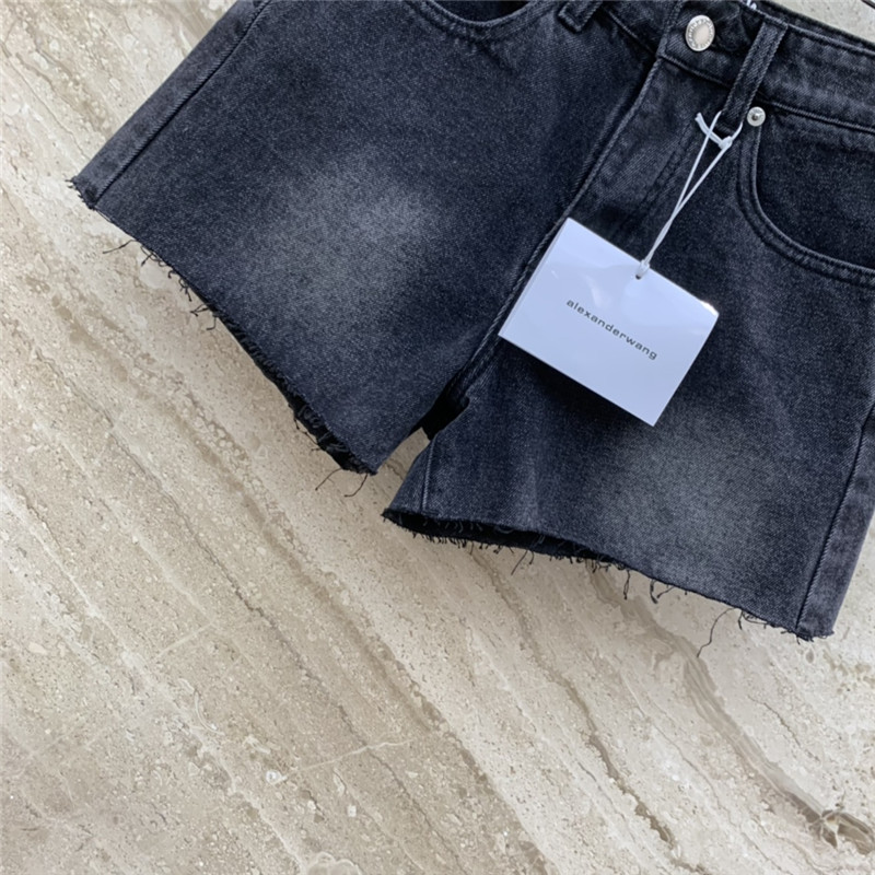A1exa*der wang embossed lettering denim shorts