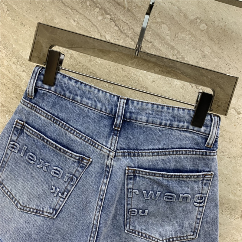 A1exa*der wang embossed lettering denim shorts