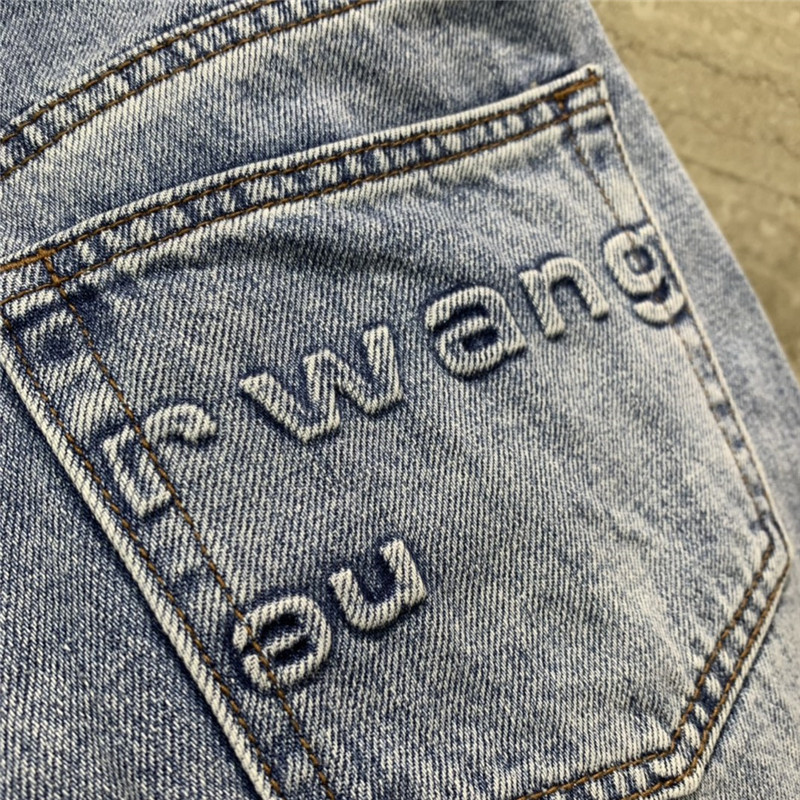 A1exa*der wang embossed lettering denim shorts