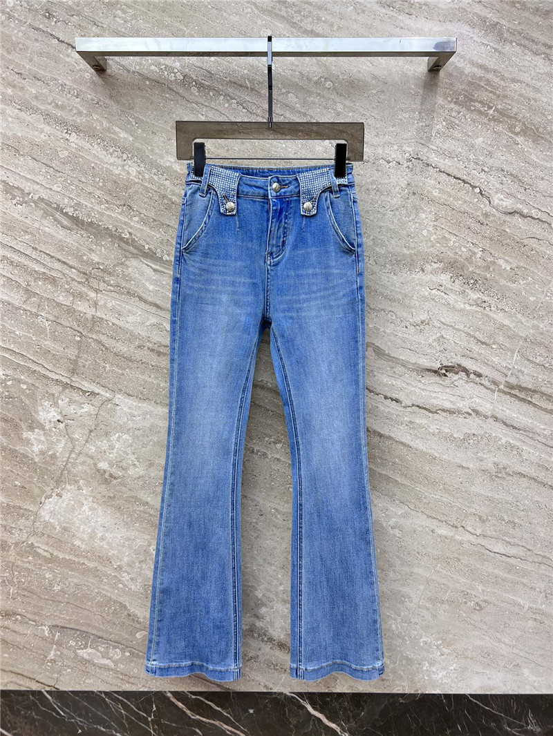 M1um1u cuffed rhinestone bootcut jeans