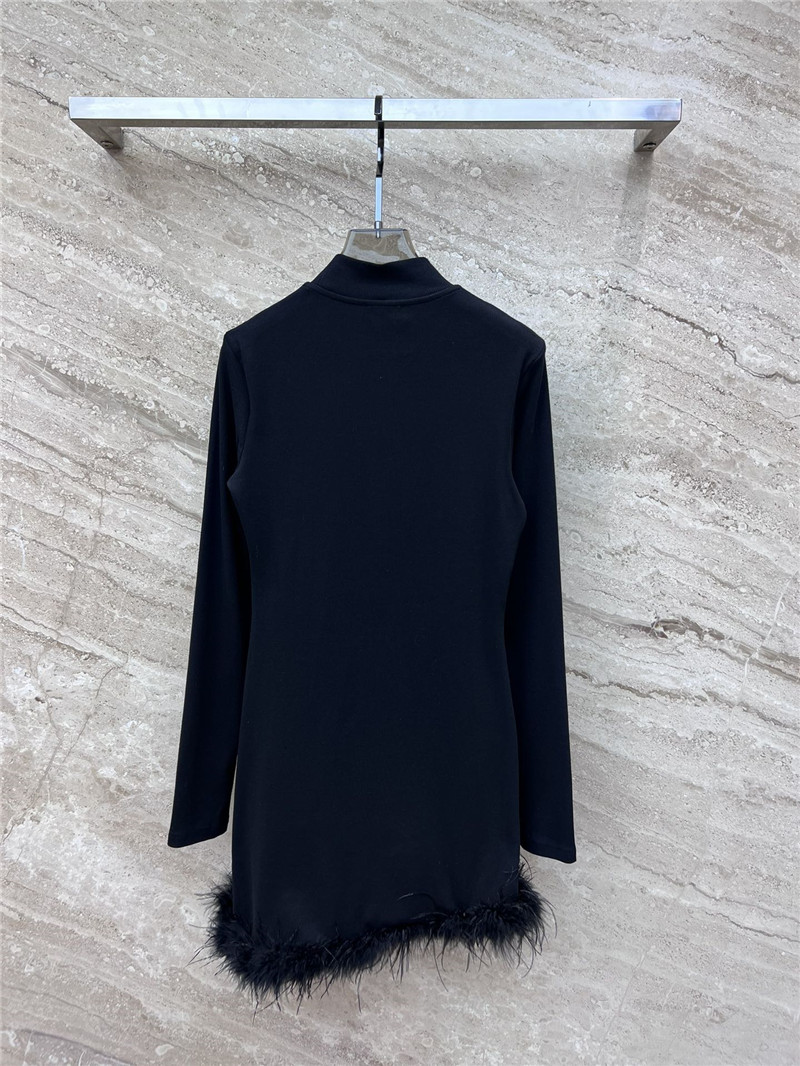 M1um1u fringed patchwork black dress