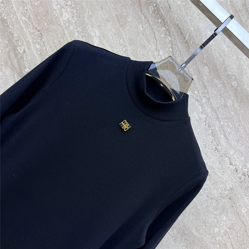 M1um1u fringed patchwork black dress