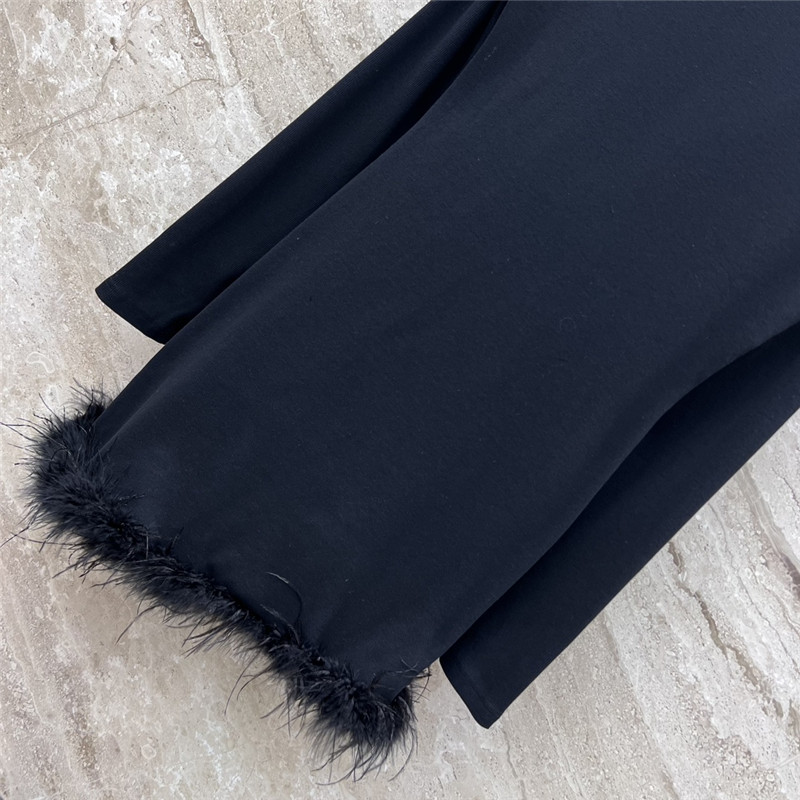 M1um1u fringed patchwork black dress