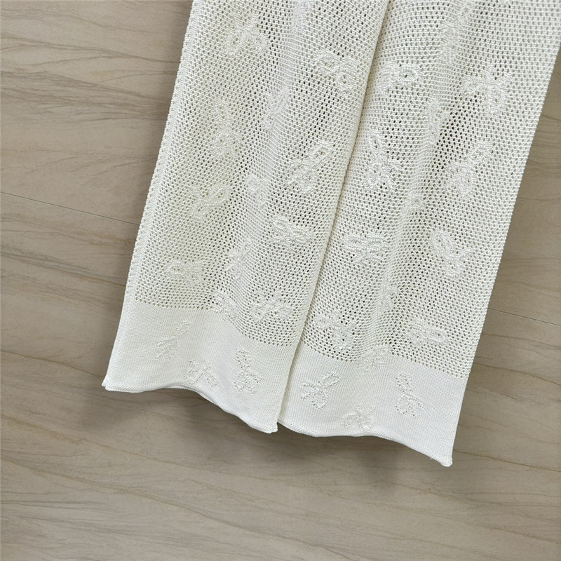 Ch**el hollow cotton and linen knitted straight trousers