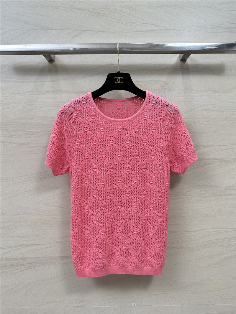 Ch**el pink short sleeve crew neck top